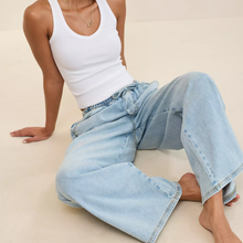 Load image into Gallery viewer, Daydream Denim Drawstring Pull‑On Wide‑Leg Pants Trousers