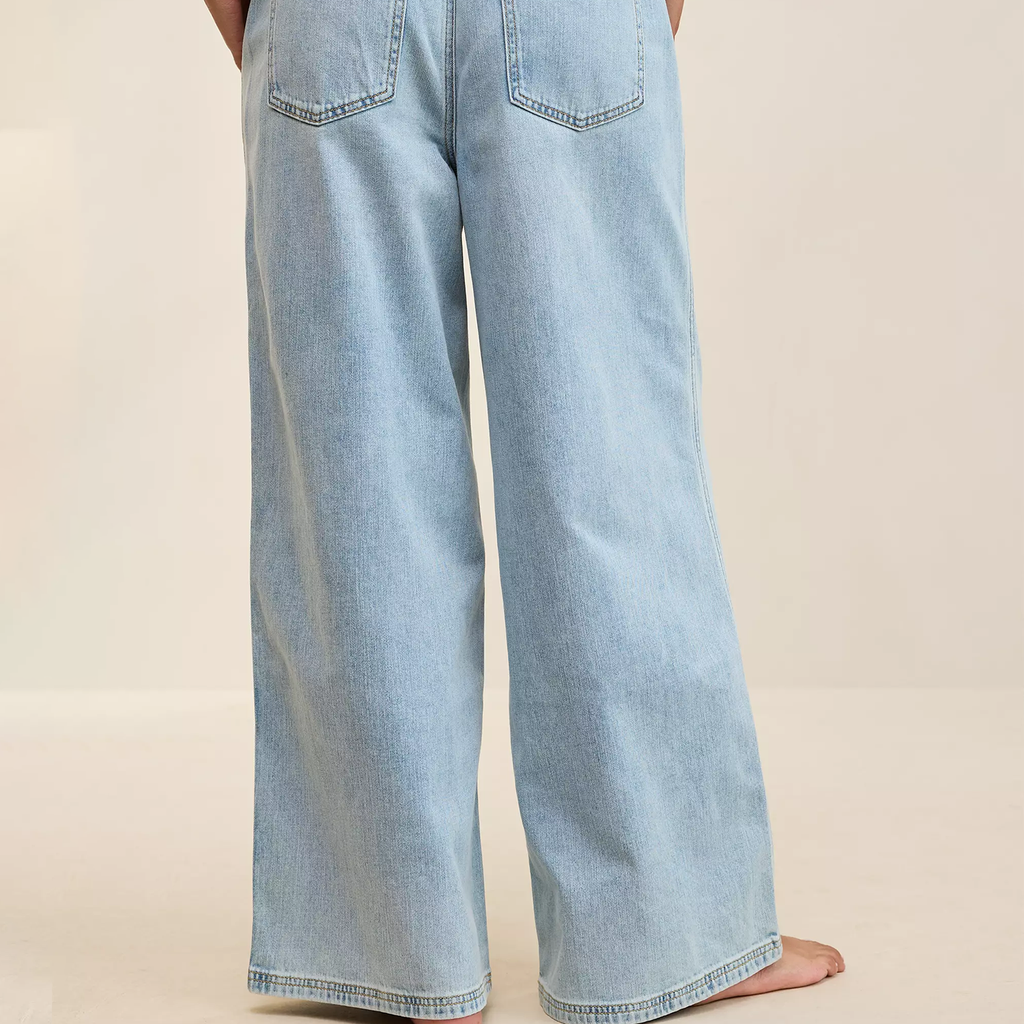 Daydream Denim Drawstring Pull‑On Wide‑Leg Pants Trousers