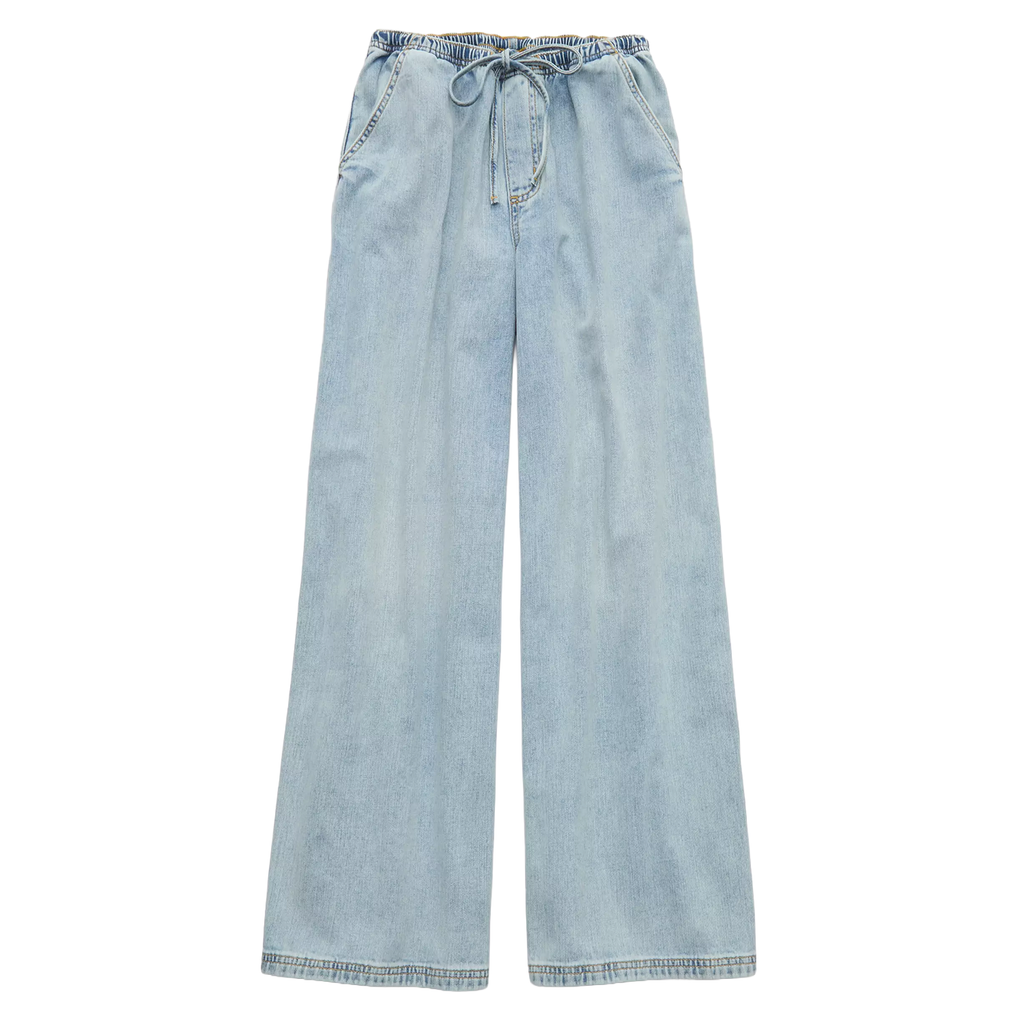 Daydream Denim Drawstring Pull‑On Wide‑Leg Pants Trousers