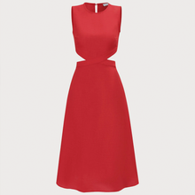 Load image into Gallery viewer, Round‑Neck Sleeveless Side Cut‑Out Tie‑Back Midi Dress