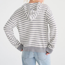 Load image into Gallery viewer, Striped Full‑Zip Knit Hooded Cardigan Hoodie