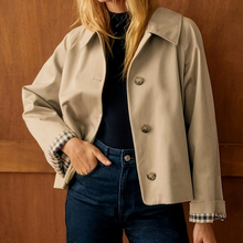 Load image into Gallery viewer, Khaki Single Breasted Contrast Detail Cropped Casual Jacket