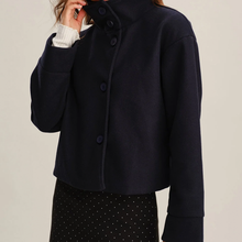 Load image into Gallery viewer, Blue Stand Collar Single Breasted Loose Cropped Jacket