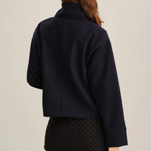 Load image into Gallery viewer, Blue Stand Collar Single Breasted Loose Cropped Jacket