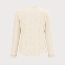 Load image into Gallery viewer, Apricot‑Tone V‑Neck Floral Textured Knit Button Cardigan