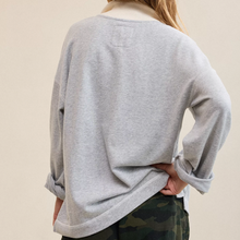 Load image into Gallery viewer, Relaxed Quarter‑Snap Collar Fleece Sweatshirt Long Sleeves