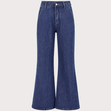 Load image into Gallery viewer, Blue Low‑Waist Solid Stonewashed Wide‑Leg Jeans Trousers